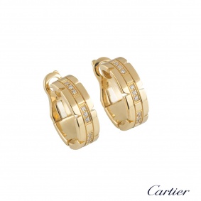 Cartier Yellow Gold Tank Francaise Diamond Earrings